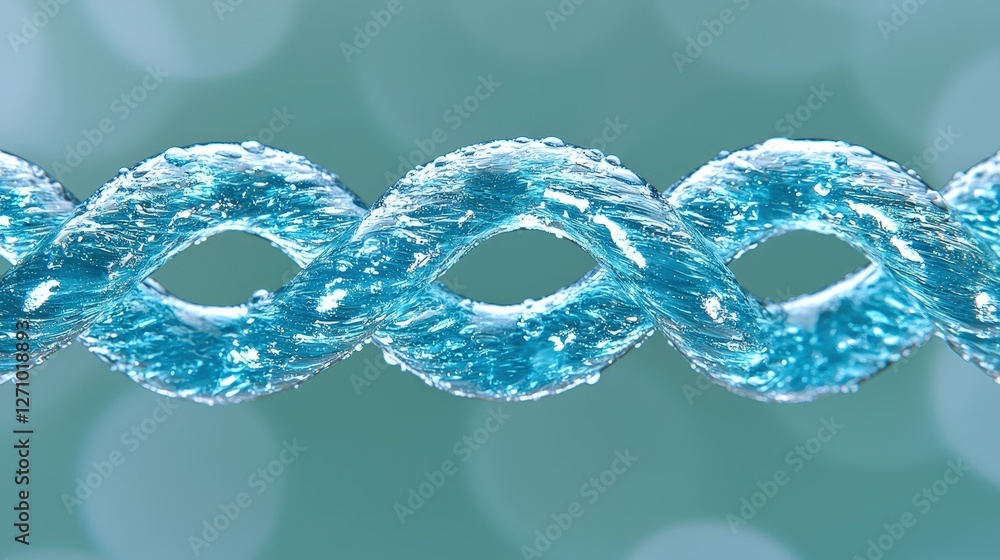 Poster close up of a blue and white dna helix structure highlighting genetic design and complexity