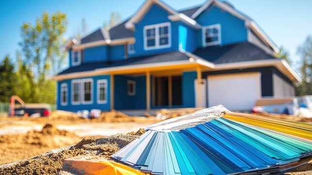New Home Construction with Color Palette Displayed