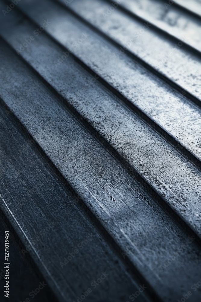 Poster close-up of parallel, textured metal bars with subtle light reflection.