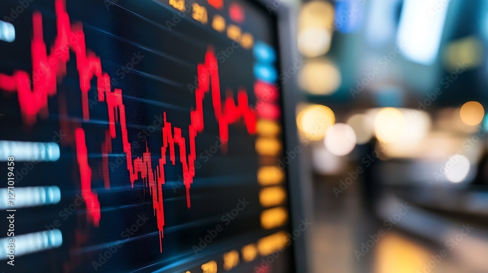 Aufkleber intricate stock market graph with red trends showcasing financial fluctuations and investment opport