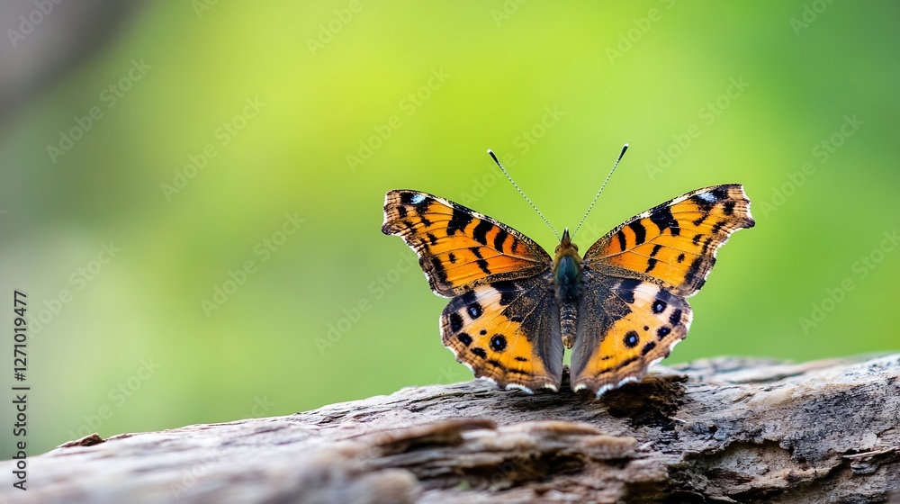 Aufkleber stunning close up image of a colorful butterfly perched on a log showcasing its beautiful wings : ge