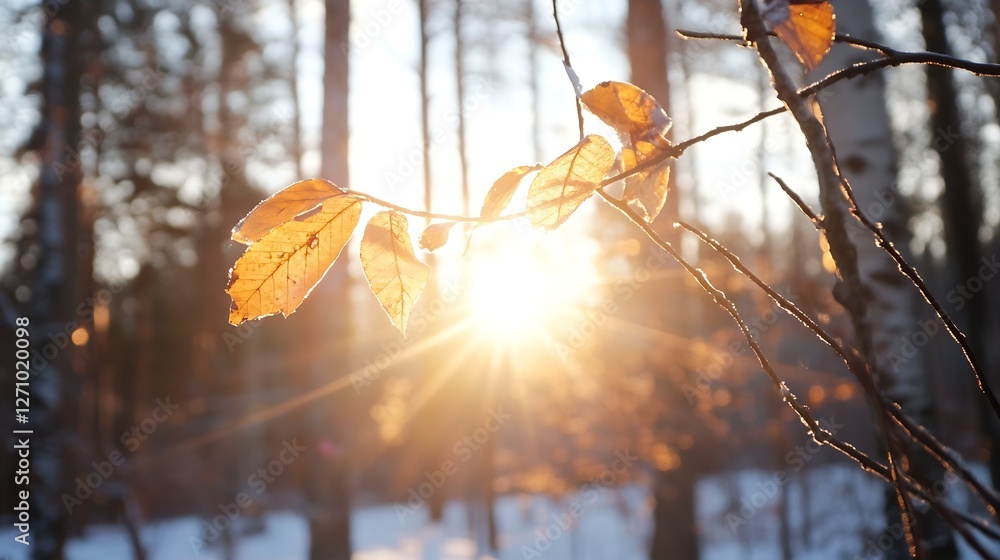 Poster Sunlight Glowing Through Forest Leaves in Autumn for Nature Enthusiasts and Photographers : Generative AI