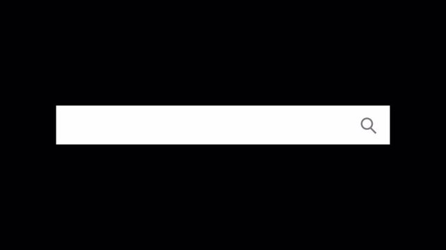 Animated search bar with alpha channel, Internet browsing search bar button animation, Search bar animated with magnify glass icon