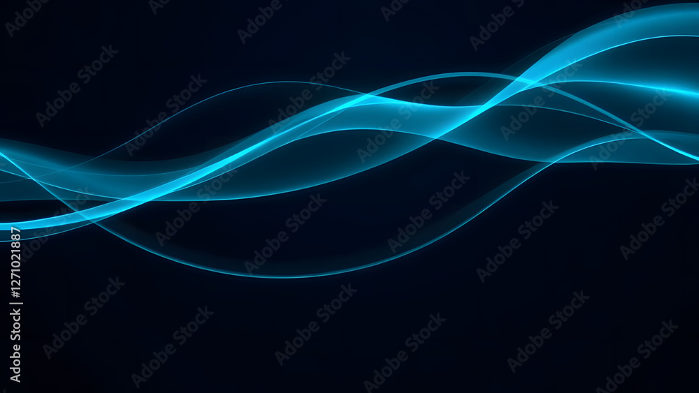Poster futuristic blue waves of light create a dynamic abstract design