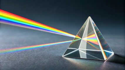Light Refraction Through Prism Creating Colorful Rainbow Spectrum on Dark Background