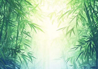 Obraz premium A serene bamboo forest illuminated by soft light, creating a tranquil and lush atmosphere.