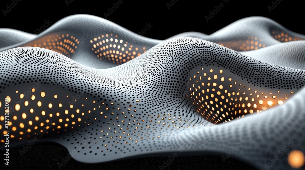 Poster stunning 3d representation of a wave surging with ethereal light in an ocean scene