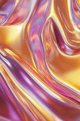 Fototapeta premium Abstract iridescent gold and pink liquid flowing texture background.