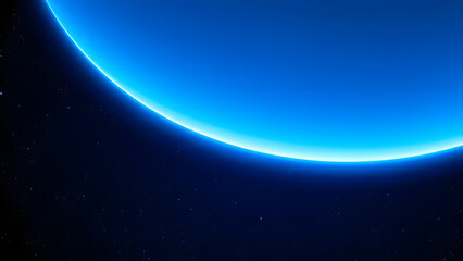 Futuristic blue light waves glow in a bright, abstract space