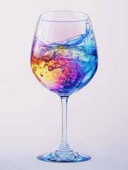Chromatic symphony, A mesmerizing interplay of colors in a wine glass art