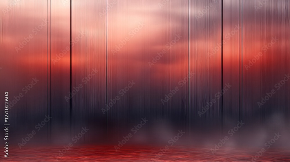 Poster a dramatic sky with hues of red and gray, featuring vertical lines that create a moody and atmospher