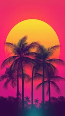 Silhouettes of Palm Trees Against a Sunset