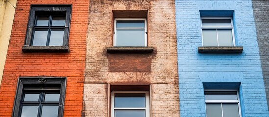 Fototapeta premium Colorful building facade with windows.