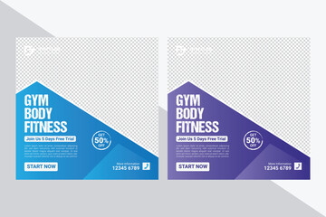 Gym and fitness social media post design template