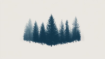 Fototapeta premium Silhouettes of Trees in a Forest, Simple Minimalist Background, Nature Photography, Blank Space