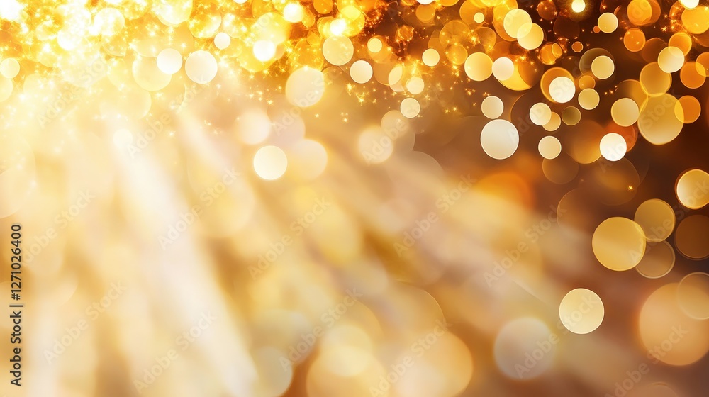 Poster bright golden light with sparkles and glimmers in soft focus
