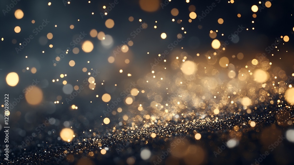 Poster rich shimmering bokeh lights in a dark background creating a magical and festive atmosphere : genera