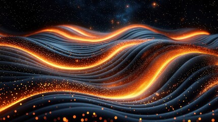 Computer screen displaying a wave pattern intertwined with fiery elements for thrilling visuals