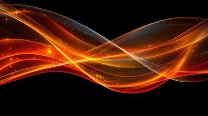 Obraz premium Orange and yellow waves gently flowing against a dark black background in abstract design