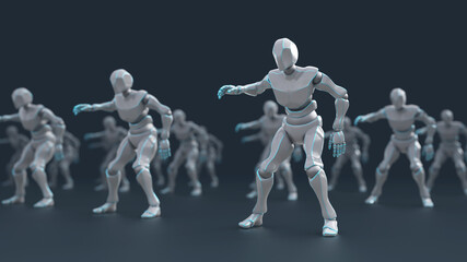 Obraz premium training group of robots