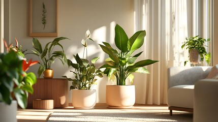 Houseplant collection featuring rubber plants and natural light.