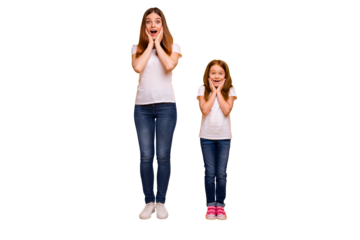 Full body photo of impressed people touching their face isolated over yellow background