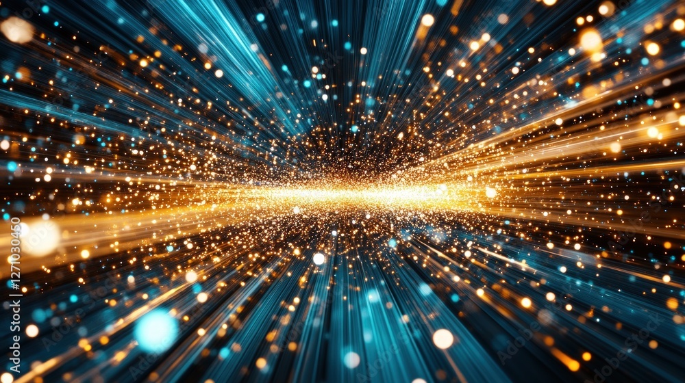 Poster Dynamic Burst of Light and Color Creating Energetic Background