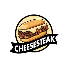Delicious cheese steak logo vector in circle