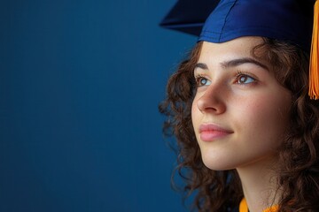 Graduation portrait of a joyful student wearing cap