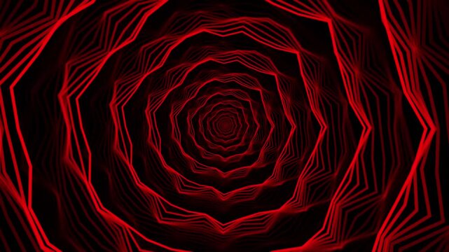 Futuristic hypnotic red shape tunnel, abstract digital vortex animation