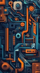 Abstract Geometric Pattern in Teal and Orange