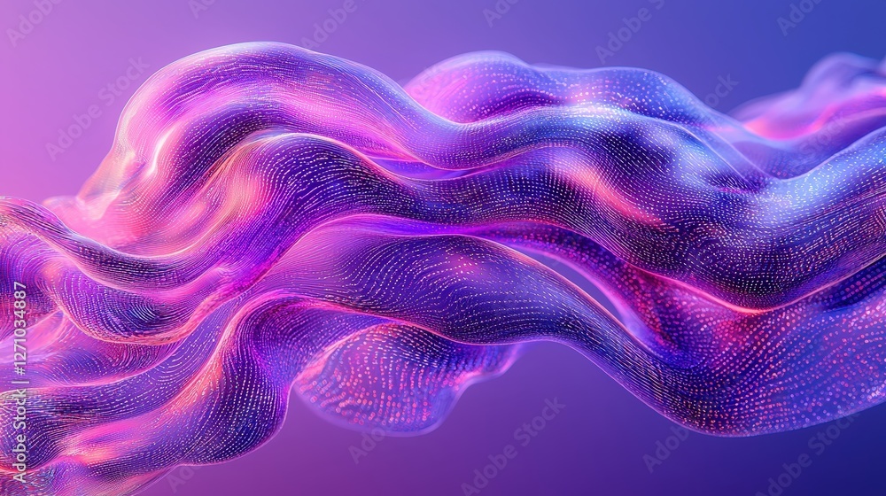 Poster flowing wave of pink and blue colors creating a captivating abstract visual experience
