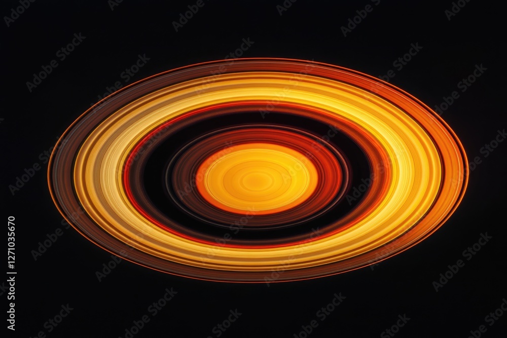 Aufkleber abstract concentric circles in fiery orange and black hues, creating a mesmerizing visual effect.