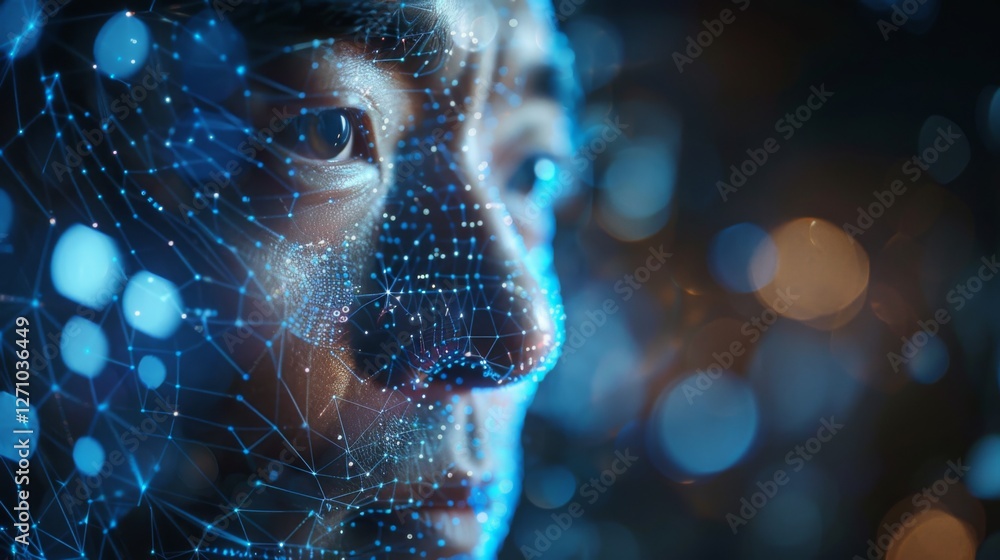 Fototapete an abstract representation captures the fusion of technology and human experience, showcasing digita