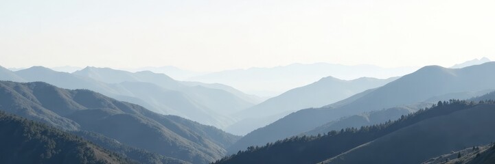 Obraz premium White to gray gradient background featuring a stunning natural landscape with rolling hills and mountains, gray, hills, mountains
