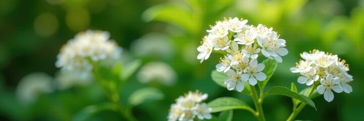 Obraz premium White flowers on shrub Lantana canescens in garden, nature, plant, flowers