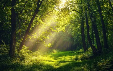 Obraz premium A lush green forest untouched by humans, full of vibrant life