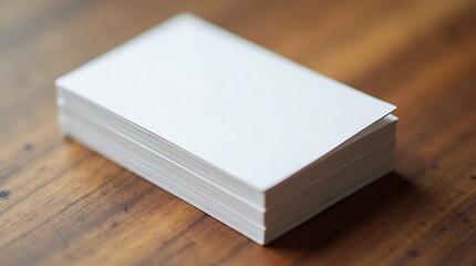 Fototapeta premium Stack of Blank Business Cards on Wooden Table