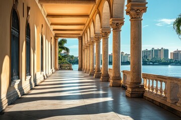 Fototapeta premium West Palm Beach, Florida, USA. Coastal City Landscape with a Stunning Colonnade