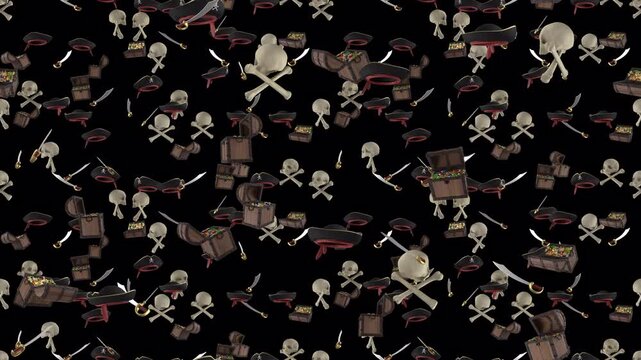 CARRIBEAN PIRATE transparent loop tile Falling with alpha channel. This is a looping and tiling layer element with transparency. Great for transparent screen content