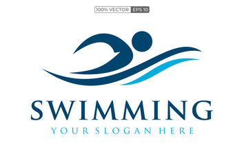 swimming logo icon , logo design template vector illustration