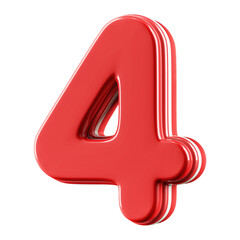 3D Red Number 4