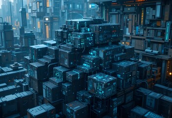 Obraz premium Big Data Structure. Blocks Concept 