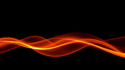 Dynamic waves of orange and black smoke create a fiery, abstract backdrop