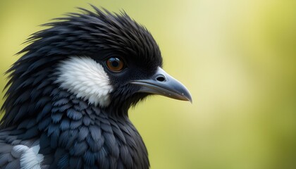 Fototapeta premium A close up shot of a bird with a black and white face. This image can be used to depict the beauty of nature and wildlife