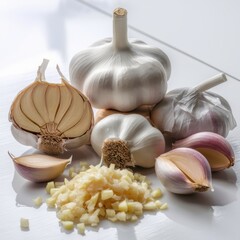 Garlic Preparation: Whole, Halved & Peeled Cloves