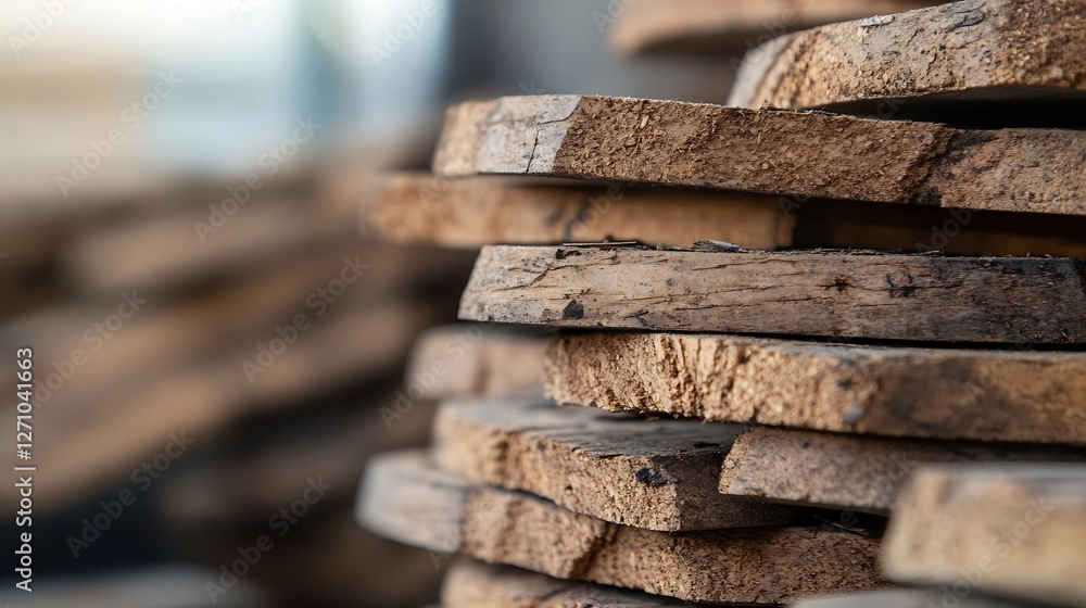 Poster stack of wooden planks carefully arranged showcasing natural texture and rustic charm : generative a