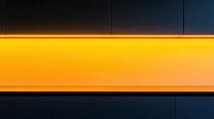Modern minimalist kitchen interior with bold yellow lighting design
