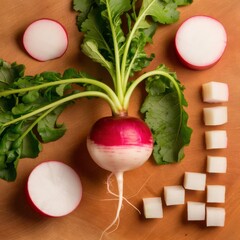 Fresh Radish: Whole, Sliced & Detail