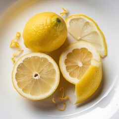 Lemon Plate: Whole, Halved, Sliced & Zest